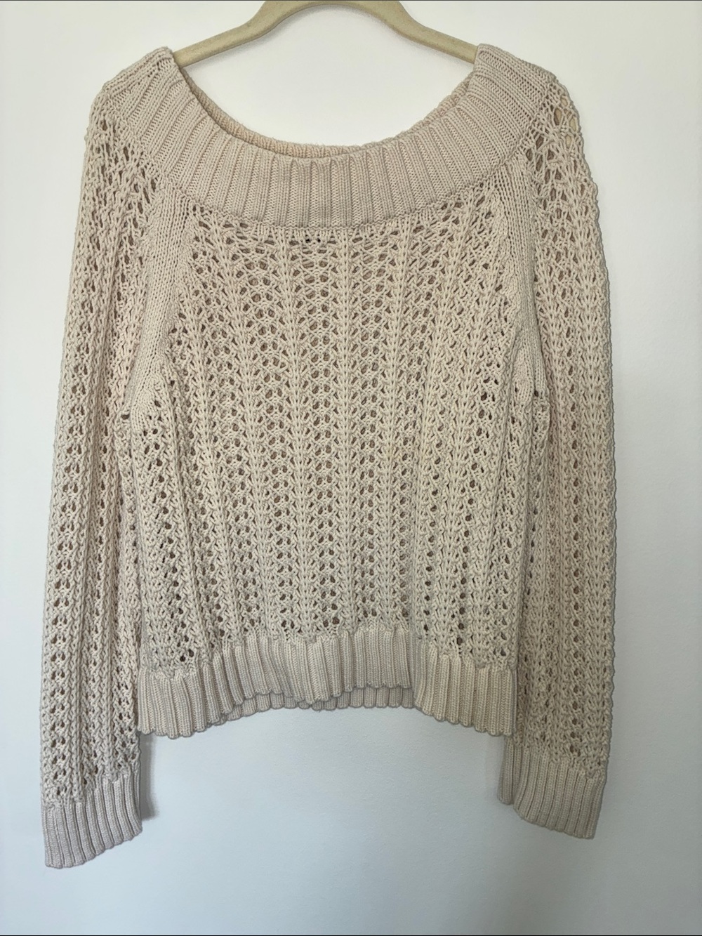 J. Crew Open-Knit Scoop Neck Sweater in Light Beige